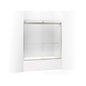 Levity Sliding Bath Door With Towel Bar, Matte Nickel