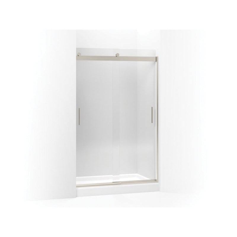 Levity Sliding Shower Door, Frameless Frame, Brushed Nickel