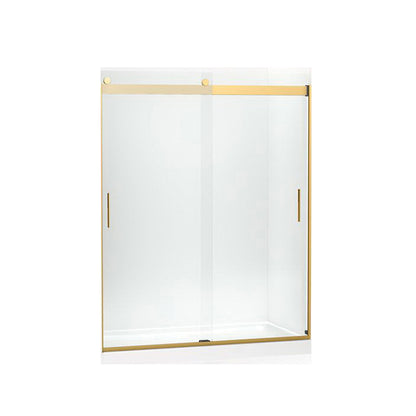Levity - Sliding Shower Door - Vibrant Brushed Moderne