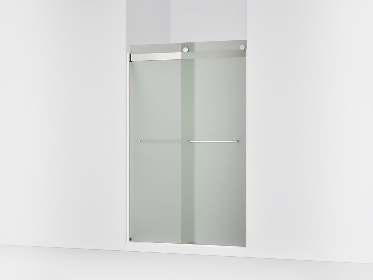 Levity Sliding Shower Door With Towel, Anodized Aluminum