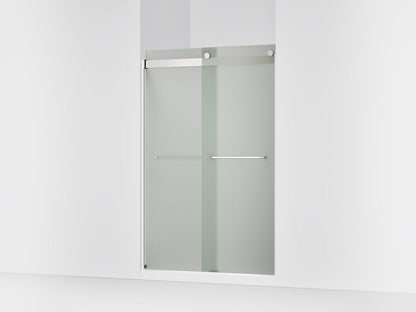 Levity Sliding Shower Door With Towel, Anodized Aluminum