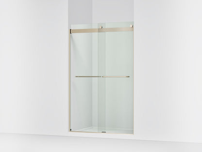 Levity Sliding Shower Door With Towel, Bright Silver, Bar