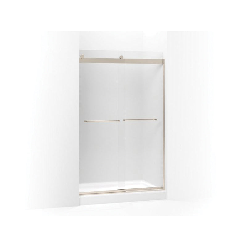 Levity Sliding Shower Door With Towel, Anodized Aluminum