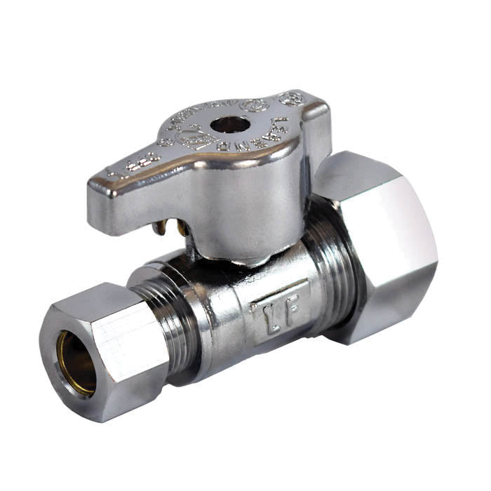 T-596NL - 5/8 x 3/8" 1/4 Turn Straight Stop Valve - Brass