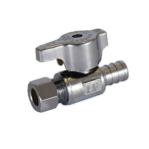 LEGEND 114-715NL T-596NL 1/4 Turn Straight Supply Stop Valve, 1/2 x 1/4 in Nominal, PEX x Compression End Style, 125 psi Pressure, Forged Brass Body, Polished Chrome, Import