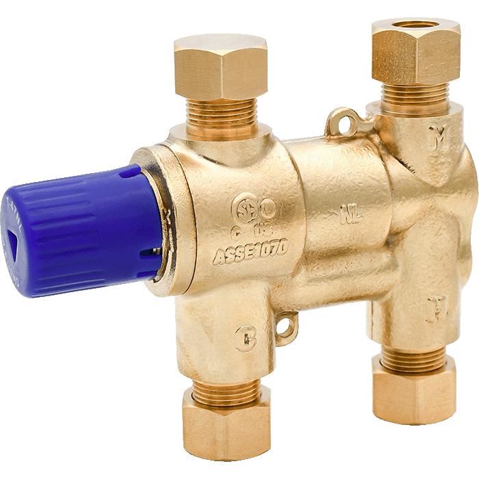 LEGEND 115-282NL T-47NL No Lead Thermostatic Mixing Valve, 3/8 in Nominal, 150 psi Pressure, 0.25, 3.2 gpm Flow, Brass Body