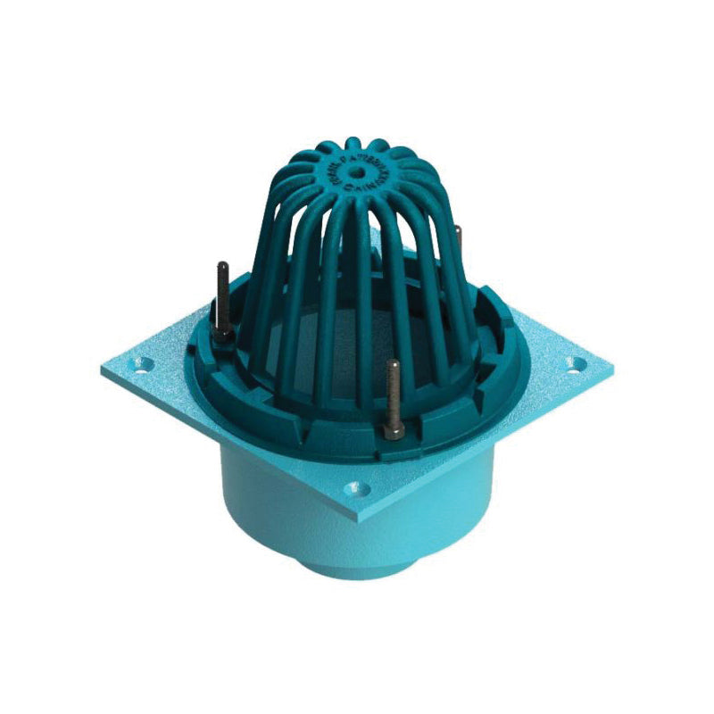 Tech Specialties™ Frank Pattern™ 854SN Side Outlet Roof Drain, 4 in Outlet, No-Hub Connection, Cast Iron Grid, Cast Iron Drain