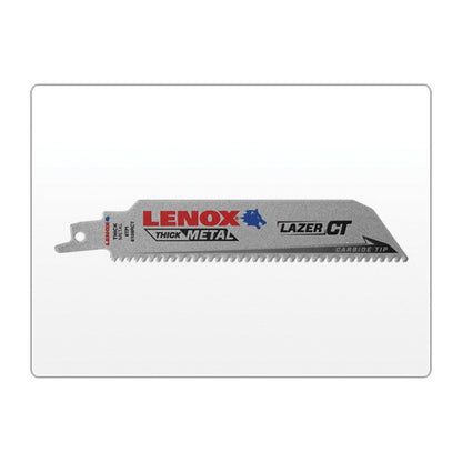 Lenox® LAZER CT™ 2014223 Straight Back Reciprocating Saw Blade, 6 in L x 1 in W, 8, Steel Body, Universal/Toothed Edge Tang