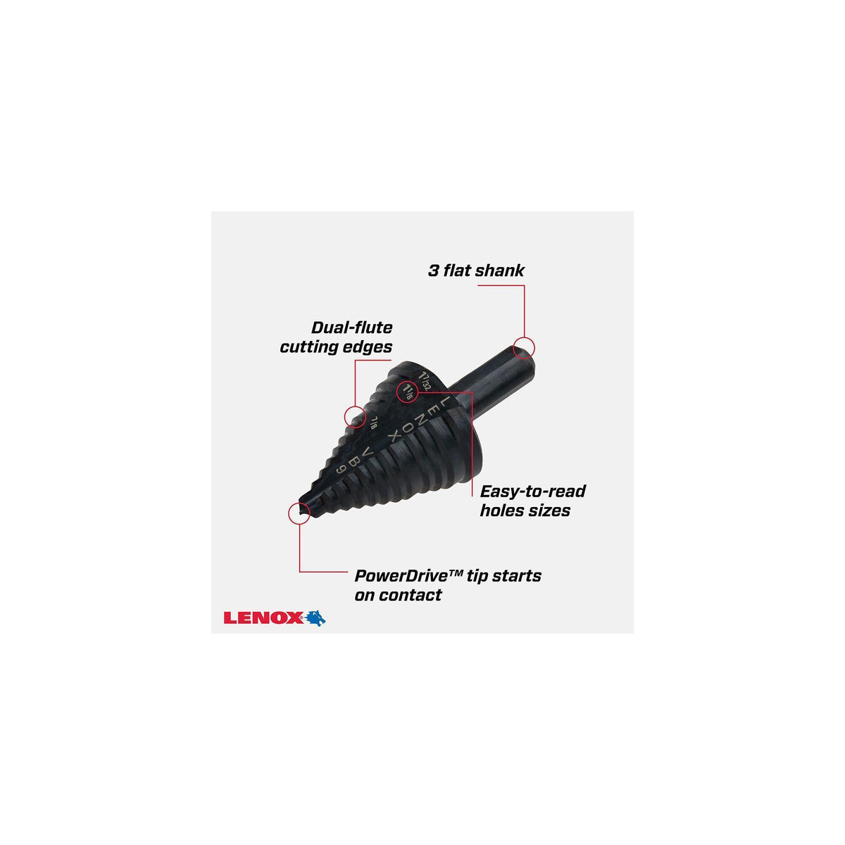 Step Drill Bit - 7/8" Dia Min Hole - 1-7/32" Dia Max Hole
