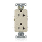 Leviton® 16342-I Heavy Duty Self Grounding Straight Blade Duplex Receptacle, 125 V AC, 20 A, 2 Poles, 3 Wires, Ivory