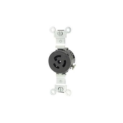 Grounding Single Locking Receptacle - Black - 125 V AC