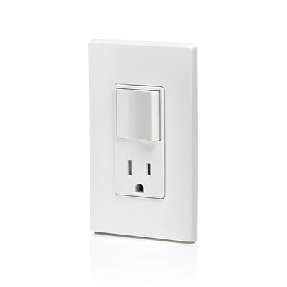 Grounding Combination Switch with Receptacle - White