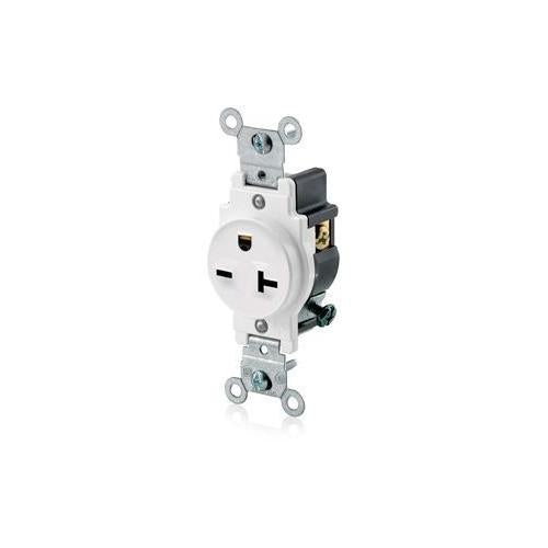 Grounding Narrow Body Straight Blade Receptacle - White