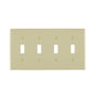 Leviton® 80712-I Standard Size Traditional Wall Plate, 4 Gangs, 8.18 in W x 4.5 in H, Thermoplastic, Ivory