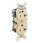 Leviton® 8300-I 1-Phase Duplex Extra Heavy Duty Straight Blade Receptacle, 125 V AC, 20 A, 2 Poles, 3 Wires, Ivory