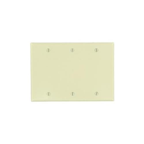Leviton® 86033 Standard Size Blank Wall Plate, 3 Gangs, 6.38 in W x 4.5 in H, Thermoset Plastic, Ivory