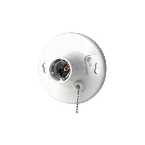 Leviton® 8827-CW4 1-Circuit 1-Piece Pull Chain Lampholder, 250 V AC, E26 Lamp