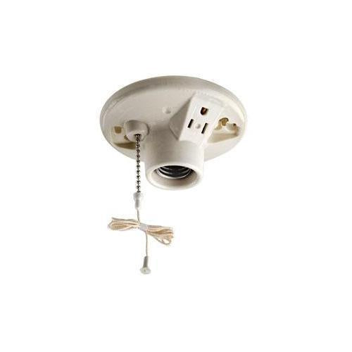 Leviton® 9726-C 1-Piece Pull Chain Lampholder, 660 W Lamp, 125 V AC, 15 A, E26 Lamp