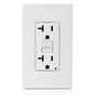 Leviton® SmartlockPro® Slim® GFNT2-W Feed Through Monochromatic Non-Tamper Resistant Self-Test Standard Duplex GFCI Receptacle With LED Indicator, 125 V AC, 20 A, 2 Poles, 3 Wires, White