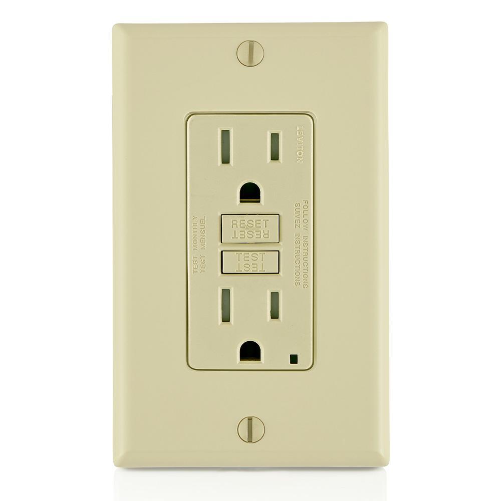 Resistant GFCI Receptacle with Ivory Test - 125 V AC