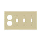 Leviton® P38-I Standard Size Combination Wall Plate, 4 Gangs, 8.19 in W x 4.5 in H, Thermoset, Ivory