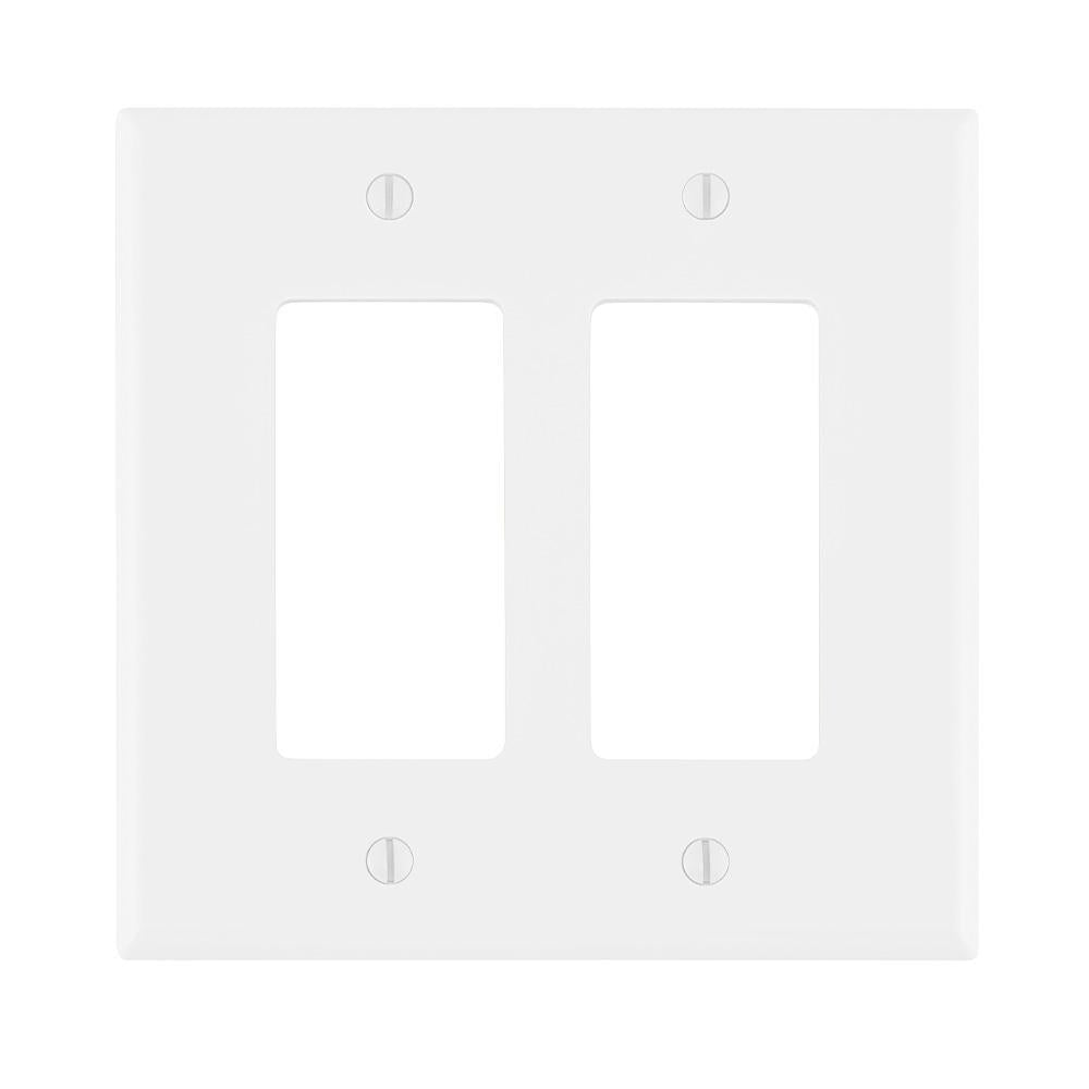 Leviton® Decora® PJ262-W Midway Sizes Wall Plate, 2 Gangs, 4.94 in W x 4.88 in H, Thermoplastic, White