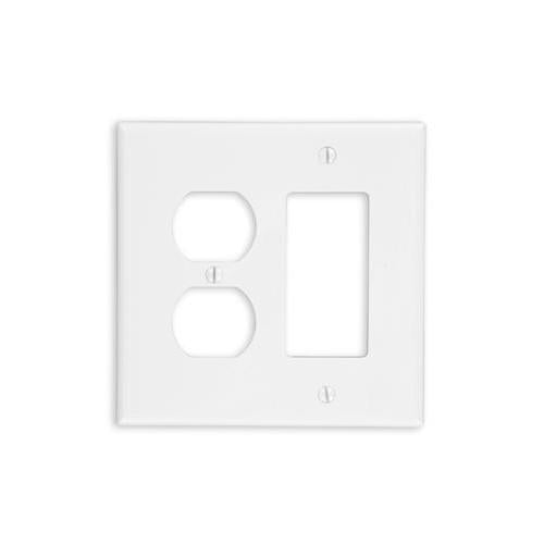 Midway Size Combination Wall Plate - 2 Gangs - Thermoset