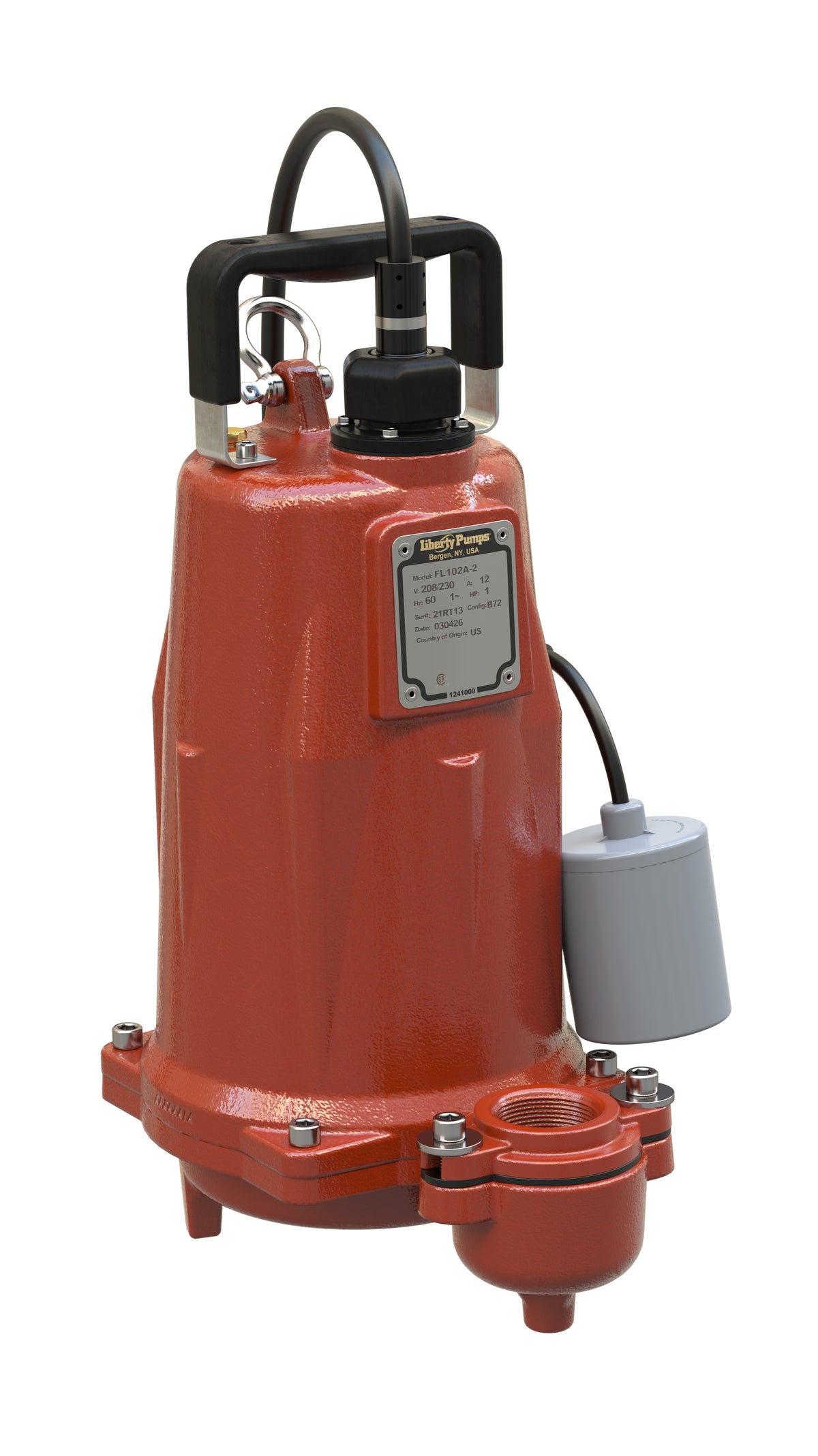 Liberty Pumps® FL102A-2 FL100, 107 gpm Max Flow, 15 ft Rated Head, Automatic, 90 ft Max Head, 208 to 230 V AC, 1 Phase