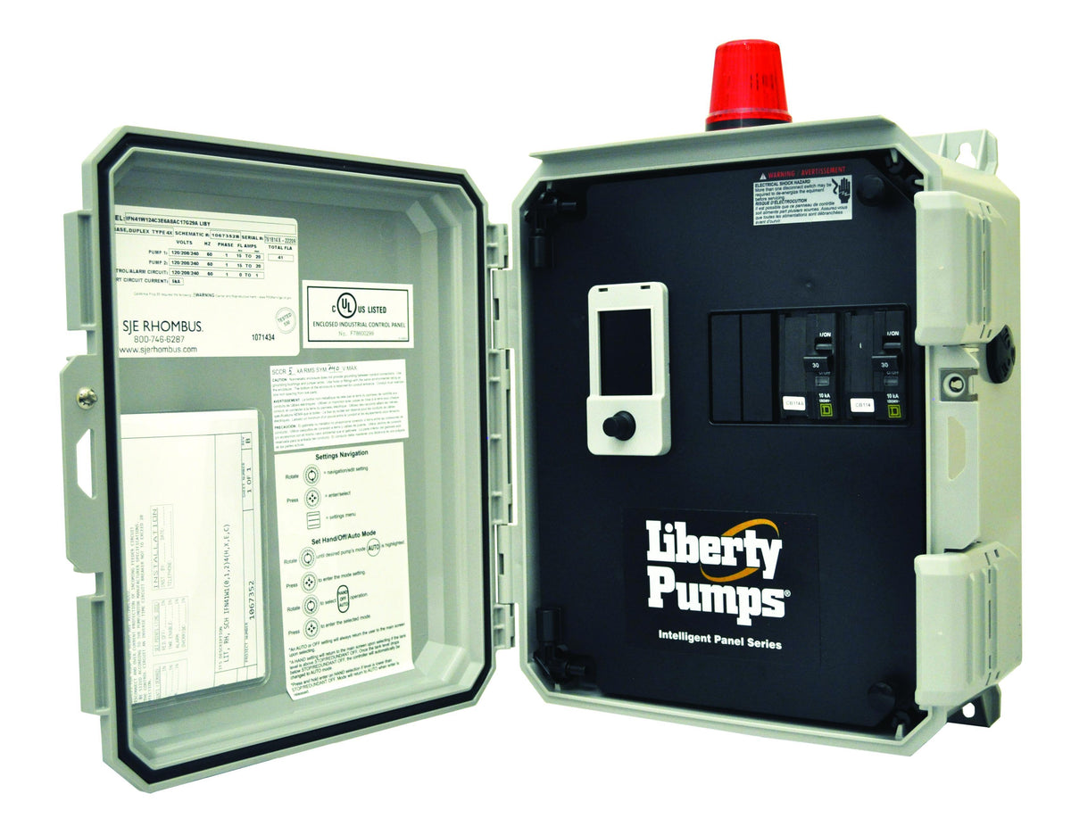 Liberty Pumps® IPD-24L IP Series, 120/208/240 V AC, 1 Phase , 0 to 4.9 A, NEMA 4X Enclosure, 10 in W x 6 in D x 10 in H, 10 ft Vent Tube, For Use With Model LE41M and LE41M-2 Submersible Sewage Pump