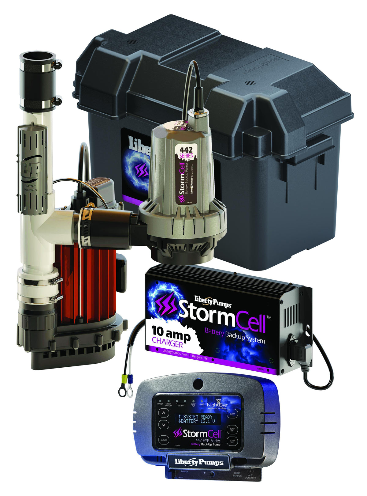 Liberty Pumps® PC237-442-10A-EYE PC442, 45 gpm Primary Pump/49 gpm Backup Pump Flow Rate, 115 V AC, 12 V DC Back-Up, 5.2 A