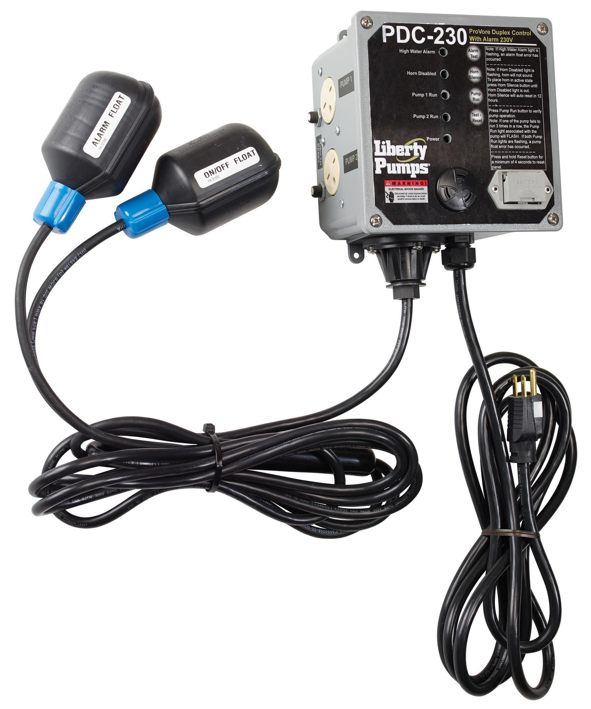 Liberty Pumps® PDC-230 PROVORE® PDC, 230 V AC, 1 Phase , NEMA 1 Enclosure, 60 Hz, 6 in W x 4-1/2 in D x 6 in H, 10 ft Cord, For Use With Liberty Pump ProVore® 1 hp Residential Grinder Pump