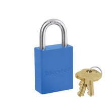 Master Lock® ProSeries® Safety Padlock, Alike Key, Powder Coated Aluminum Body, 1/4 in Dia x 1 in H x 25/32 in W Polished Chrome Boron Alloy Steel Shackle, Conductive Conductivity