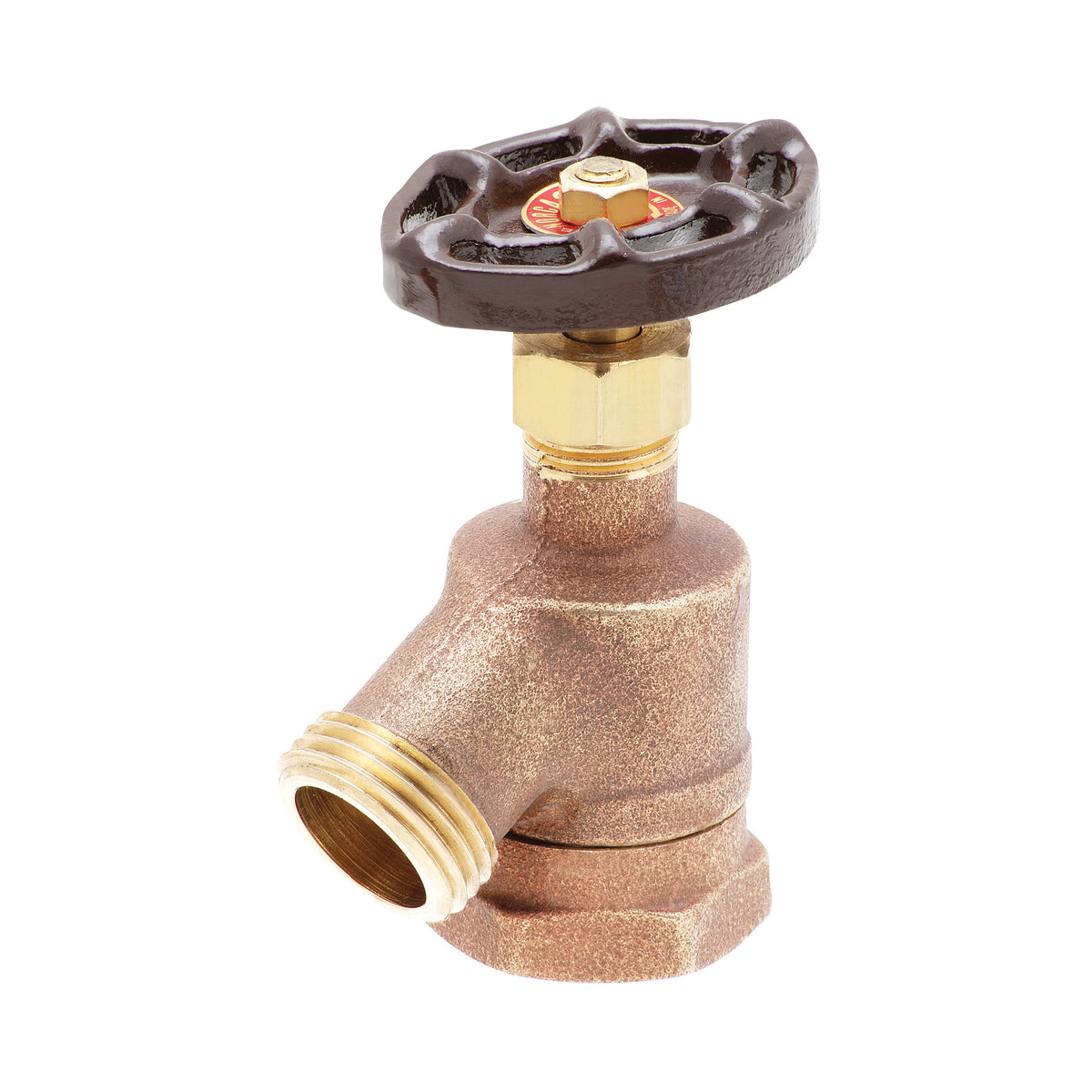 Matco-Norca™ 203TF5 Bent Nose Garden Valve, 1 x 3/4 in Nominal, FNPT x Male Hose Thread End Style, Brass Body, Handwheel Actuator, Import