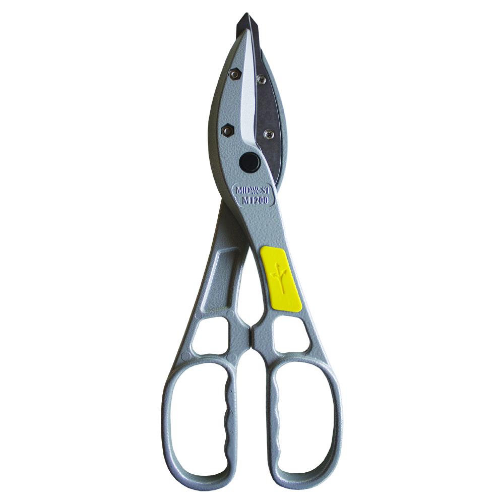 Midwest Snips® MWT-1200 MAGSNIPS All Purpose Snips, 22 ga Mild Steel,28 ga Stainless Steel Cutting, 3.5 in Length of Cut, Straight/Wide Curve Snip, Steel Blade, Cast Magnesium Handle