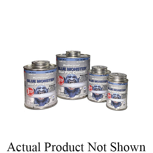 Cleanfit Blue Monster® 76030 1 Step Low VOC Weatherproof PVC Cement, 0.25 pt Container, Blue