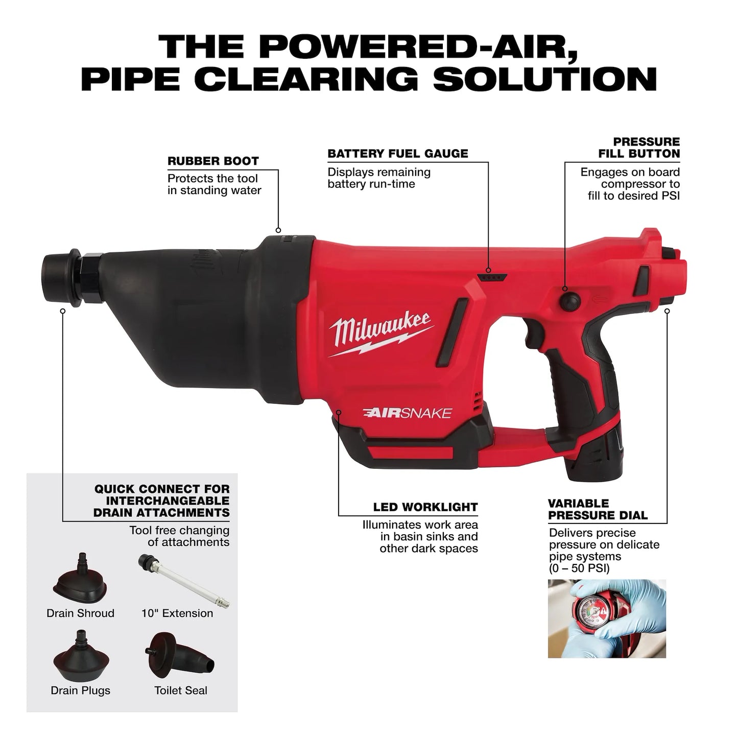 M12™ AIRSNAKE™ Drain Cleaning Air Gun (Tool Only)