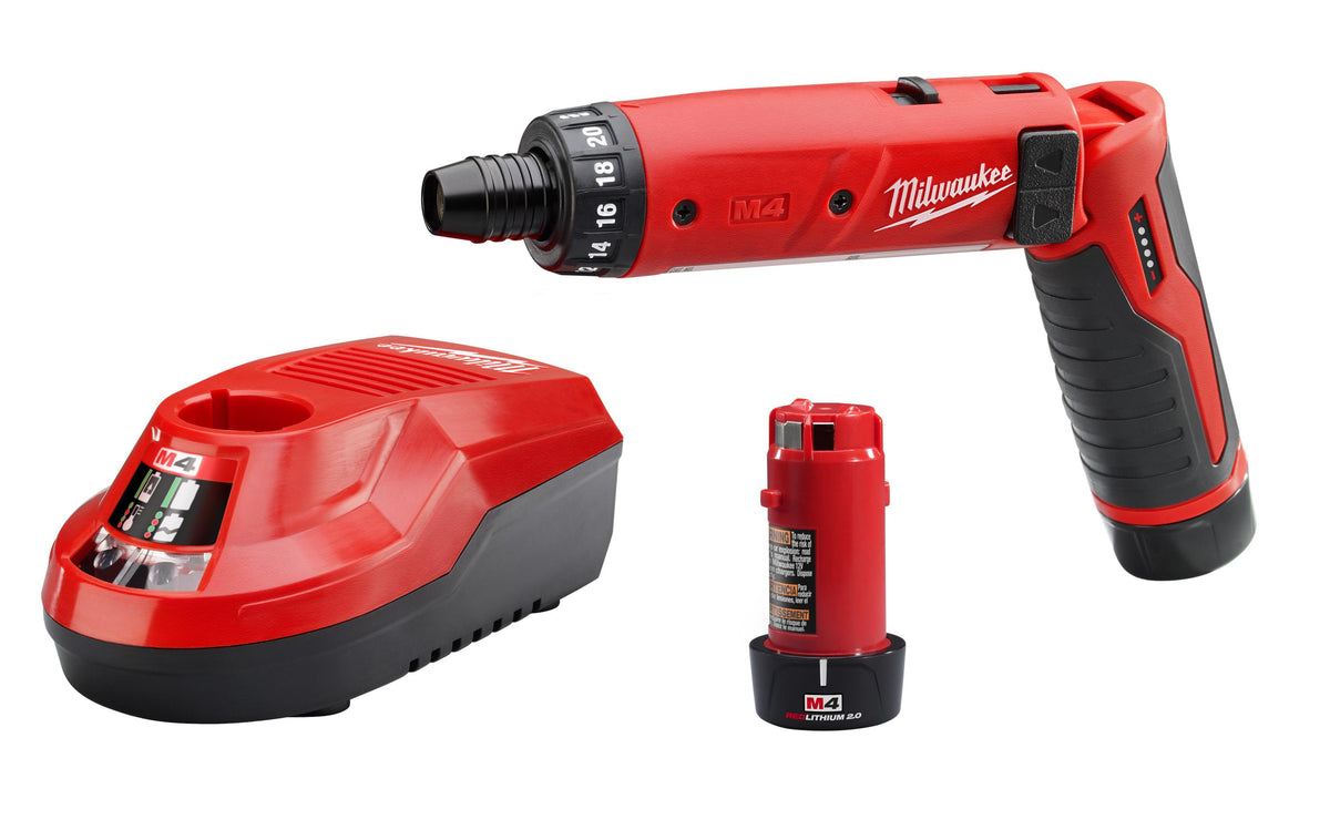 Cordless Screwdriver Kit - 1/4" Chuck - 4 V DC