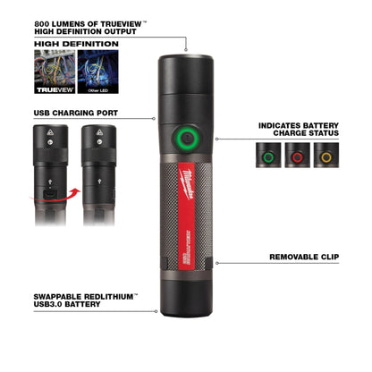 Cordless USB Rechargeable Compact Flashlight - 4 V