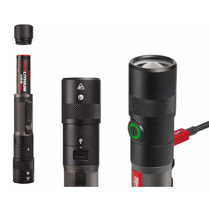 Cordless USB Rechargeable Twist Focus Flashlight - 4 V