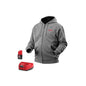 Milwaukee® M12™ 2373-2X Cordless Heated Hoodie Kit, S, Black/Gray, Cotton/Waffle Weave Thermal Polyester