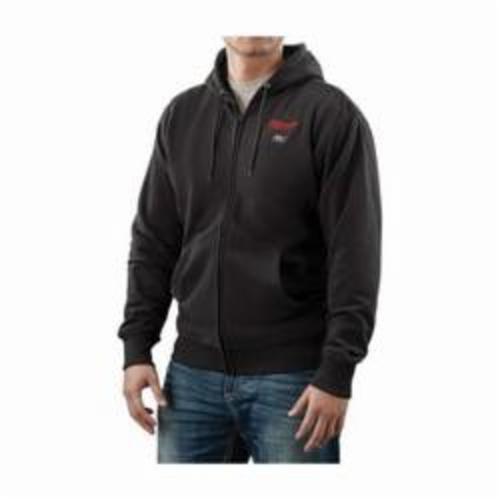 Milwaukee® M12™ Heated Hoodie, Black, Polyester Blend Inner/Cotton/Polyester Blend Outer/Waffle Weave Cotton