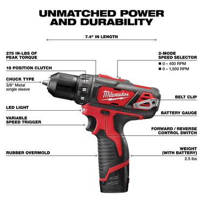 Compact Lightweight Cordless Drill/Driver Kit - 2407-22