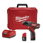Milwaukee® M12™ 2408-22 Cordless Hammer Drill/Driver Kit, 3/8 in Keyless Chuck, 12 V DC, 400/1500 rpm No-Load, Li-Ion Battery