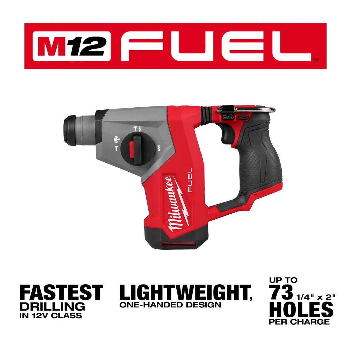 Milwaukee® 2508-20 Hammer Kit, 5/8 in SDS Plus® Chuck, 12 V, 1214 rpm No-Load