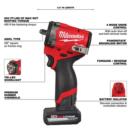 Fuel Stubby Impact Wrench Kit - 3/8" Drive
