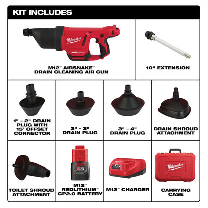 M12 2572B-21 Kit Cordless Drain Cleaning Air Gun Kit