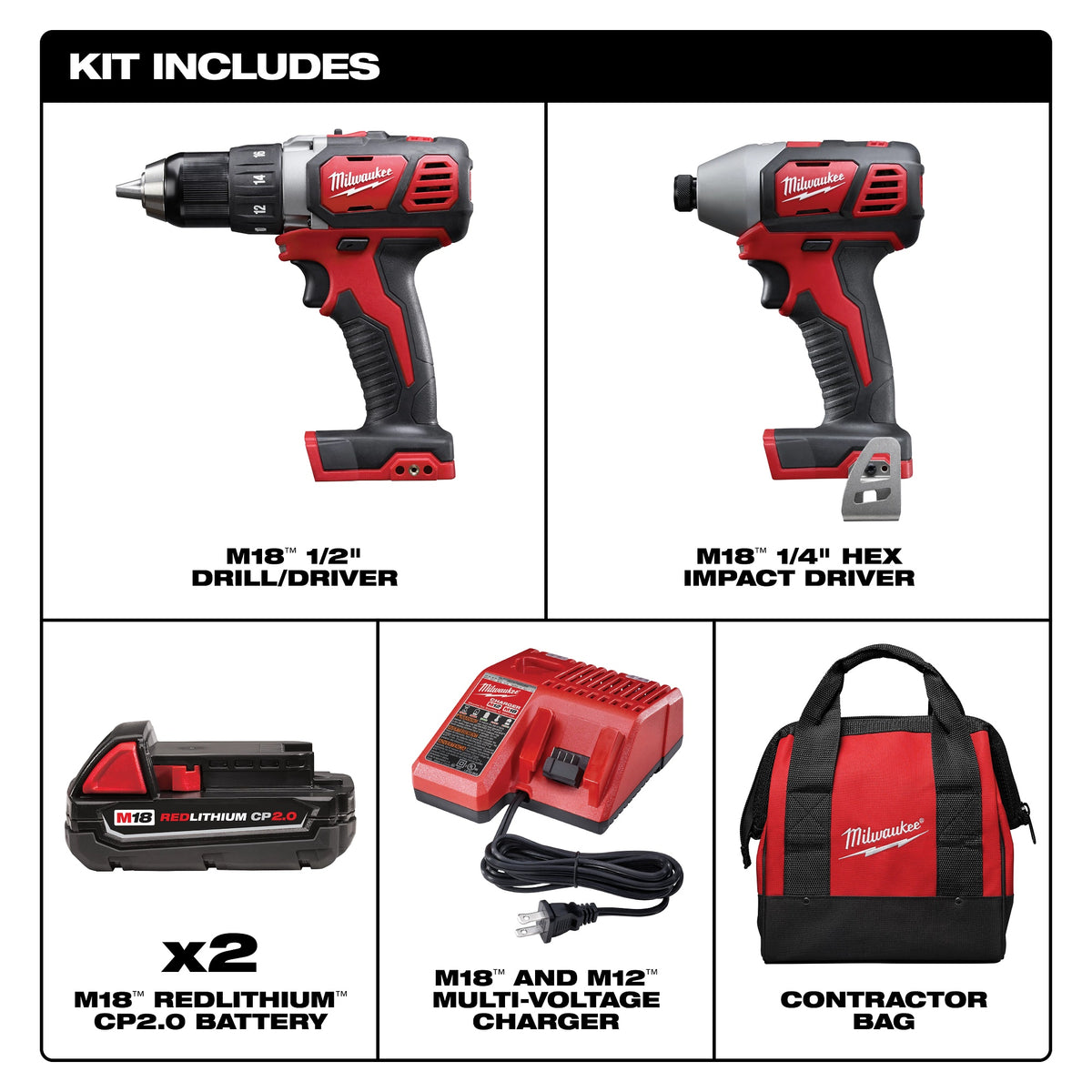 Cordless Combination Kit - 18 V DC - 6 Pieces