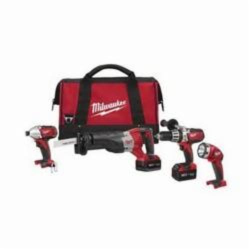 Milwaukee® 2692-24 M18™ Cordless Combination Kit, Tools: Hammer Drill, Impact Driver, Reciprocating Saw, 18 V, Lithium-Ion