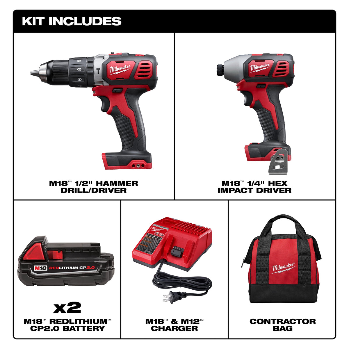 M18 2-Tool Cordless Combination Kit - 18 V DC