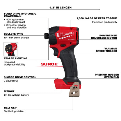 Hydraulic Driver - 1/4" Hex Drive - Brushless